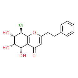 ChemSpider 2D Image | (5S,6S,7S,8R)-8-Chloro-5,6,7-trihydroxy-2-(2-phenylethyl)-5,6,7,8-tetrahydro-4H-chromen-4-one | C17H17ClO5