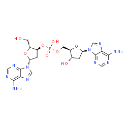 ChemSpider 2D Image | (2R,3S,5R)-5-(6-Amino-9H-purin-9-yl)-2-(hydroxymethyl)tetrahydro-3-furanyl [(2R,3S,5R)-5-(6-amino-9H-purin-9-yl)-3-hydroxytetrahydro-2-furanyl]methyl hydrogen phosphate | C20H25N10O8P