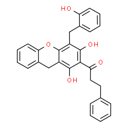ChemSpider 2D Image | 1-[1,3-Dihydroxy-4-(2-hydroxybenzyl)-9H-xanthen-2-yl]-3-phenyl-1-propanone | C29H24O5