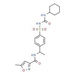 ChemSpider 2D Image | N-(1-{4-[(Cyclohexylcarbamoyl)sulfamoyl]phenyl}ethyl)-5-methyl-1,2-oxazole-3-carboxamide | C20H26N4O5S