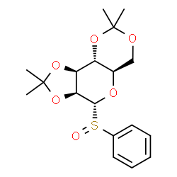 ChemSpider 2D Image | (3aS,4R,5aR,9aR,9bS)-2,2,8,8-Tetramethyl-4-(phenylsulfinyl)hexahydro[1,3]dioxolo[4,5]pyrano[3,2-d][1,3]dioxine | C18H24O6S
