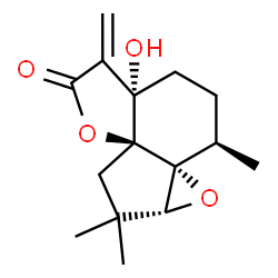 ChemSpider 2D Image | (1aR,2R,4aS,7aS,9aR)-4a-Hydroxy-2,9,9-trimethyl-5-methylenehexahydro-8H-oxireno[1,7a]indeno[3a,4-b]furan-6(2H)-one | C15H20O4
