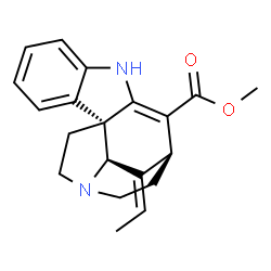 ChemSpider 2D Image | Methyl (1S,11S,17R,18Z)-18-ethylidene-8,14-diazapentacyclo[9.5.2.0~1,9~.0~2,7~.0~14,17~]octadeca-2,4,6,9-tetraene-10-carboxylate | C20H22N2O2