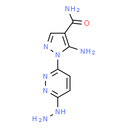 ChemSpider 2D Image | 5-Amino-1-(6-hydrazino-3-pyridazinyl)-1H-pyrazole-4-carboxamide | C8H10N8O