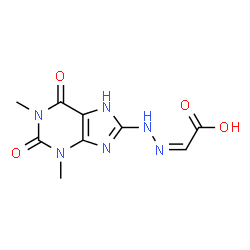ChemSpider 2D Image | (2Z)-[(1,3-Dimethyl-2,6-dioxo-2,3,6,7-tetrahydro-1H-purin-8-yl)hydrazono]acetic acid | C9H10N6O4