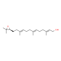 ChemSpider 2D Image | (2E,6E,10E)-13-[(2S)-3,3-Dimethyl-2-oxiranyl]-3,7,11-trimethyl-2,6,10-tridecatrien-1-ol | C20H34O2