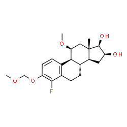 ChemSpider 2D Image | (11beta,16beta,17beta)-4-Fluoro-11-methoxy-3-(methoxymethoxy)estra-1,3,5(10)-triene-16,17-diol | C21H29FO5