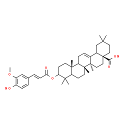 ChemSpider 2D Image | (5xi,9xi,18xi)-3-{[(2E)-3-(4-Hydroxy-3-methoxyphenyl)-2-propenoyl]oxy}olean-12-en-28-oic acid | C40H56O6