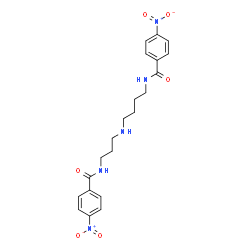 ChemSpider 2D Image | 4-Nitro-N-[3-({4-[(4-nitrobenzoyl)amino]butyl}amino)propyl]benzamide | C21H25N5O6