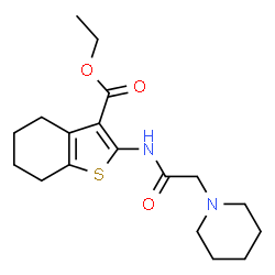 ChemSpider 2D Image | ethyl 2-[(2-piperidinoacetyl)amino]-4,5,6,7-tetrahydro-1-benzothiophene-3-carboxylate | C18H26N2O3S