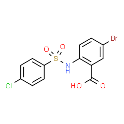 ChemSpider 2D Image | 5-Bromo-2-{[(4-chlorophenyl)sulfonyl]amino}benzoic acid | C13H9BrClNO4S