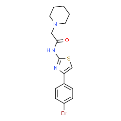 ChemSpider 2D Image | N-[4-(4-Bromophenyl)-1,3-thiazol-2-yl]-2-(1-piperidinyl)acetamide | C16H18BrN3OS