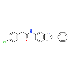 ChemSpider 2D Image | 2-(4-Chlorophenyl)-N-[2-(4-pyridinyl)-1,3-benzoxazol-5-yl]acetamide | C20H14ClN3O2