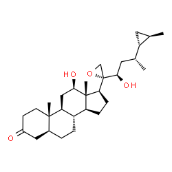 ChemSpider 2D Image | (5S,8R,9S,10S,12R,13S,14S,17S)-12-hydroxy-17-[(2R)-2-{(1R,3R)-1-hydroxy-3-[(1R,2R)-2-methylcyclopropyl]butyl}oxiran-2-yl]-10,13-dimethylhexadecahydro-3H-cyclopenta[a]phenanthren-3-one (non-preferred name) | C29H46O4