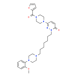 ChemSpider 2D Image | 6-[4-(2-Furoyl)-1-piperazinyl]-2-{7-[4-(2-methoxyphenyl)-1-piperazinyl]heptyl}-3(2H)-pyridazinone | C31H42N6O4
