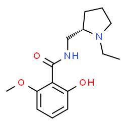 ChemSpider 2D Image | N-{[(2S)-1-Ethyl-2-pyrrolidinyl]methyl}-2-hydroxy-6-methoxybenzamide | C15H22N2O3