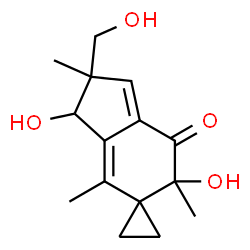ChemSpider 2D Image | 3',6'-Dihydroxy-2'-(hydroxymethyl)-2',4',6'-trimethyl-2',3'-dihydrospiro[cyclopropane-1,5'-inden]-7'(6'H)-one | C15H20O4
