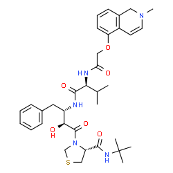 ChemSpider 2D Image | N-[(2S,3S)-3-Hydroxy-4-{(4R)-4-[(2-methyl-2-propanyl)carbamoyl]-1,3-thiazolidin-3-yl}-4-oxo-1-phenyl-2-butanyl]-N~2~-{[(2-methyl-1,2-dihydro-5-isoquinolinyl)oxy]acetyl}-L-valinamide | C35H47N5O6S