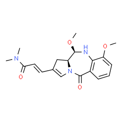 ChemSpider 2D Image | (2E)-3-[(11R,11aS)-9,11-Dimethoxy-5-oxo-5,10,11,11a-tetrahydro-1H-pyrrolo[2,1-c][1,4]benzodiazepin-2-yl]-N,N-dimethylacrylamide | C19H23N3O4