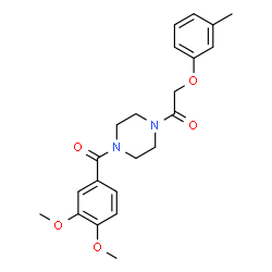 ChemSpider 2D Image | 1-[4-(3,4-Dimethoxy-benzoyl)-piperazin-1-yl]-2-m-tolyloxy-ethanone | C22H26N2O5