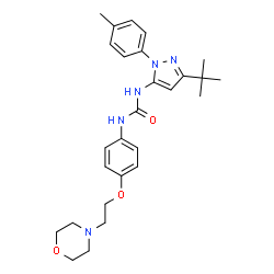 ChemSpider 2D Image | 1-[3-tert-butyl-1-(4-methylphenyl)-1H-pyrazol-5-yl]-3-[4-(2-morpholin-4-ylethoxy)phenyl]urea | C27H35N5O3