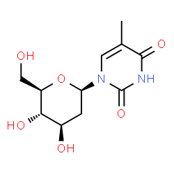 ChemSpider 2D Image | 1-(2-Deoxy-beta-D-arabino-hexopyranosyl)-5-methyl-2,4(1H,3H)-pyrimidinedione | C11H16N2O6
