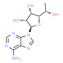 ChemSpider 2D Image | 9-(6-Deoxy-alpha-L-mannofuranosyl)-9H-purin-6-amine | C11H15N5O4