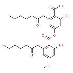 ChemSpider 2D Image | 2-Hydroxy-4-[[2-hydroxy-4-methoxy-6-(2-oxoheptyl)benzoyl]oxy]-6-(2-oxoheptyl)benzoic acid | C29H36O9