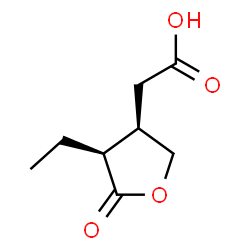 ChemSpider 2D Image | (3R,4S)-4-Ethyltetrahydro-5-oxo-3-furanacetic acid | C8H12O4