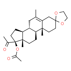 ChemSpider 2D Image | (8R,9S,10R,13S,14S,17S)-17-Acetyl-6,10,13-trimethyl-1,2,4,7,8,9,10,11,12,13,14,15,16,17-tetradecahydrospiro[cyclopenta[a]phenanthrene-3,2'-[1,3]dioxolan]-17-yl acetate | C26H38O5