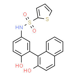 ChemSpider 2D Image | N-[4-Hydroxy-3-(2-hydroxy-1-naphthyl)phenyl]-2-thiophenesulfonamide | C20H15NO4S2