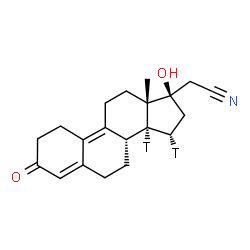 ChemSpider 2D Image | (8alpha,14xi,15S,17alpha)-17-Hydroxy-3-oxo(14,15-~3~H_2_)-19-norpregna-4,9-diene-21-nitrile | C20H23T2NO2