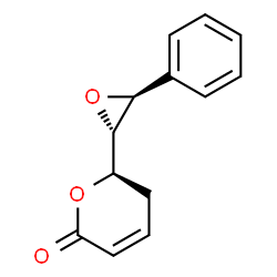 ChemSpider 2D Image | (6R)-6-[(2S,3S)-3-Phenyl-2-oxiranyl]-5,6-dihydro-2H-pyran-2-one | C13H12O3