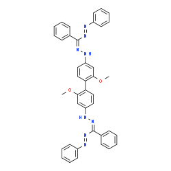 ChemSpider 2D Image | (E,E)-1,1'-[(2,2'-Dimethoxy-4,4'-biphenyldiyl)bis{(1Z)-2-hydrazinyl-1-ylidene[(Z)-phenylmethylylidene]}]bis(phenyldiazene) | C40H34N8O2