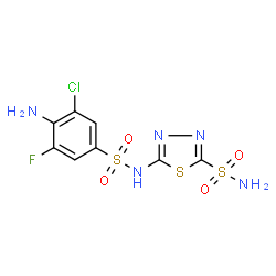 ChemSpider 2D Image | 5-(4-amino-3-chloro-5-fluorophenylsulfonamido)-1,3,4-thiadiazole-2-sulfonamide | C8H7ClFN5O4S3