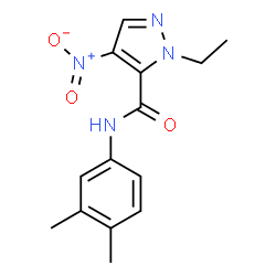 ChemSpider 2D Image | N-(3,4-Dimethylphenyl)-1-ethyl-4-nitro-1H-pyrazole-5-carboxamide | C14H16N4O3