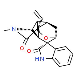 ChemSpider 2D Image | (1'R,2'S,3S,5'S,6'S,8'R,11'S)-4'-Methyl-2'-vinyl-3'H-spiro[indole-3,7'-[9]oxa[4]azatetracyclo[6.3.1.0~2,6~.0~5,11~]dodecane]-2,3'(1H)-dione | C20H20N2O3
