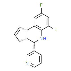 ChemSpider 2D Image | (3aR,4S,9bS)-6,8-Difluoro-4-(3-pyridinyl)-3a,4,5,9b-tetrahydro-3H-cyclopenta[c]quinoline | C17H14F2N2