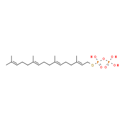 ChemSpider 2D Image | S-[(2E,6E,10E)-3,7,11,15-Tetramethyl-2,6,10,14-hexadecatetraen-1-yl] trihydrogen thiodiphosphate | C20H36O6P2S