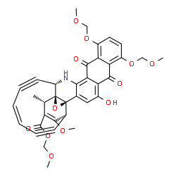 ChemSpider 2D Image | Methoxymethyl (2R,4S,5S,8S,11Z,15S)-28-hydroxy-7-methoxy-21,24-bis(methoxymethoxy)-5-methyl-19,26-dioxo-3-oxa-16-azaheptacyclo[15.12.0.0~2,4~.0~2,8~.0~4,15~.0~18,27~.0~20,25~]nonacosa-1(29),6,11,17,20
,22,24,27-octaene-9,13-diyne-6-carboxylate | C36H31NO12
