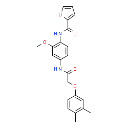 ChemSpider 2D Image | N-(4-{[(3,4-Dimethylphenoxy)acetyl]amino}-2-methoxyphenyl)-2-furamide | C22H22N2O5
