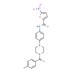 ChemSpider 2D Image | N-{4-[4-(4-Methylbenzoyl)-1-piperazinyl]phenyl}-5-nitro-2-furamide | C23H22N4O5