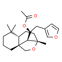 ChemSpider 2D Image | (1S)-2-(3-Furyl)-1-[(1R,6S,9S,12S)-5,5,9-trimethyl-10-oxatricyclo[7.2.1.0~1,6~]dodec-12-yl]ethyl acetate | C22H32O4