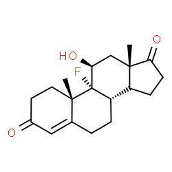 ChemSpider 2D Image | (11beta,14xi)-9-Fluoro-11-hydroxyandrost-4-ene-3,17-dione | C19H25FO3