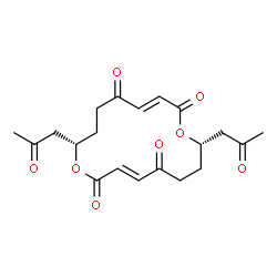 ChemSpider 2D Image | (3E,8S,11E,16S)-8,16-Bis(2-oxopropyl)-1,9-dioxacyclohexadeca-3,11-diene-2,5,10,13-tetrone | C20H24O8