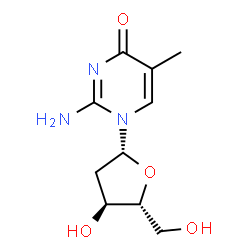 ChemSpider 2D Image | 2-Amino-1-(2-deoxy-beta-D-erythro-pentofuranosyl)-5-methyl-4(1H)-pyrimidinone | C10H15N3O4