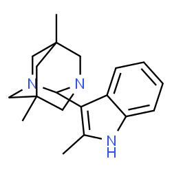 ChemSpider 2D Image | 5,7-Dimethyl-2-(2-methyl-1H-indol-3-yl)-1,3-diazatricyclo[3.3.1.1~3,7~]decane | C19H25N3