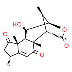 ChemSpider 2D Image | (1S,2R,6R,9R,10S,11R,12R,15R)-11-Hydroxy-2,6,9,15-tetramethyl-13-oxatetracyclo[10.2.1.0~2,10~.0~5,9~]pentadec-4-ene-3,8,14-trione | C18H22O5