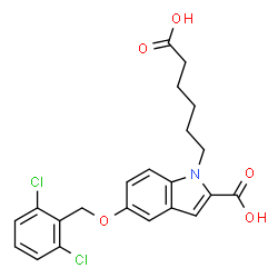 ChemSpider 2D Image | 1-(5-Carboxypentyl)-5-[(2,6-dichlorobenzyl)oxy]-1H-indole-2-carboxylic acid | C22H21Cl2NO5