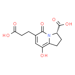 ChemSpider 2D Image | (3S)-6-(2-Carboxyethyl)-8-hydroxy-5-oxo-1,2,3,5-tetrahydro-3-indolizinecarboxylic acid | C12H13NO6